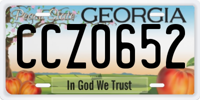 GA license plate CCZ0652