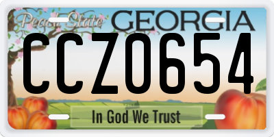 GA license plate CCZ0654