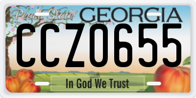 GA license plate CCZ0655