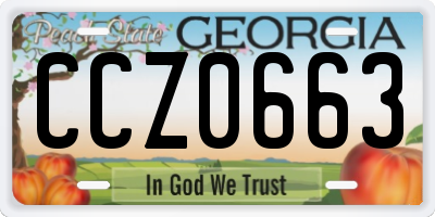 GA license plate CCZ0663