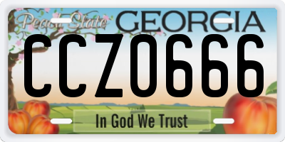 GA license plate CCZ0666