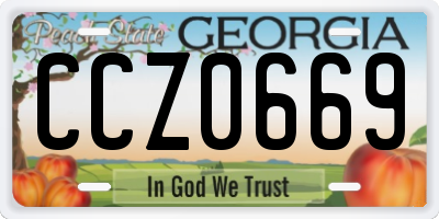 GA license plate CCZ0669