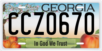 GA license plate CCZ0670