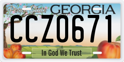 GA license plate CCZ0671