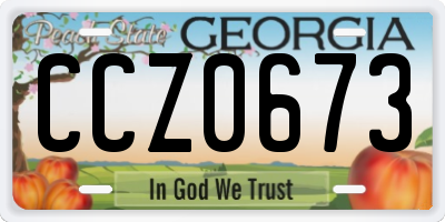 GA license plate CCZ0673