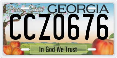 GA license plate CCZ0676