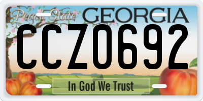 GA license plate CCZ0692