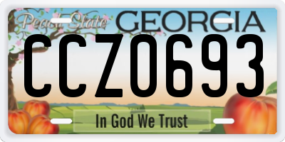 GA license plate CCZ0693