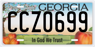 GA license plate CCZ0699