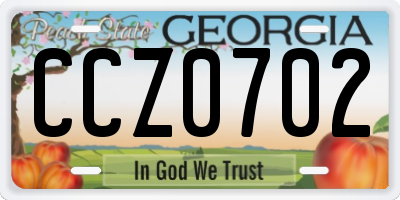GA license plate CCZ0702