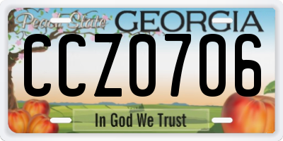GA license plate CCZ0706