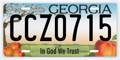 GA license plate CCZ0715