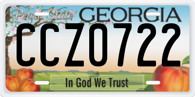 GA license plate CCZ0722