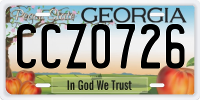 GA license plate CCZ0726