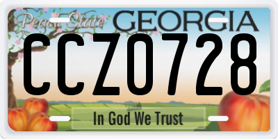 GA license plate CCZ0728