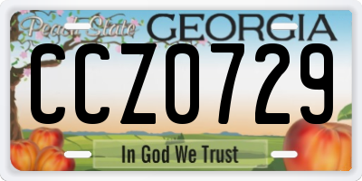GA license plate CCZ0729