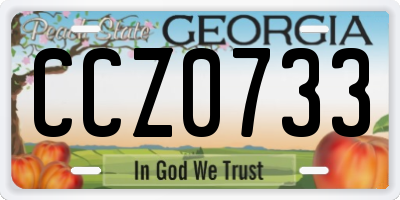 GA license plate CCZ0733