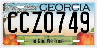 GA license plate CCZ0749