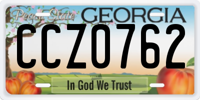 GA license plate CCZ0762