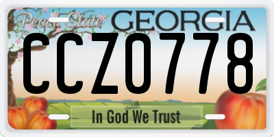 GA license plate CCZ0778