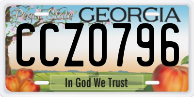 GA license plate CCZ0796