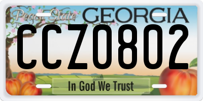 GA license plate CCZ0802