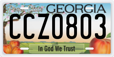 GA license plate CCZ0803