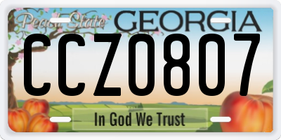 GA license plate CCZ0807
