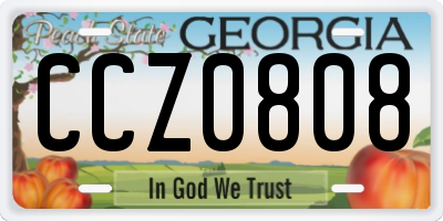 GA license plate CCZ0808