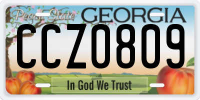 GA license plate CCZ0809