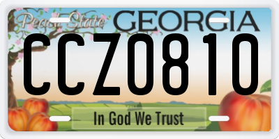 GA license plate CCZ0810