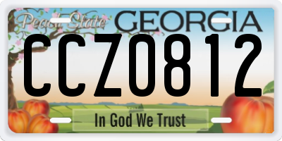 GA license plate CCZ0812