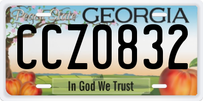 GA license plate CCZ0832