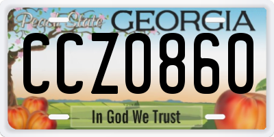 GA license plate CCZ0860
