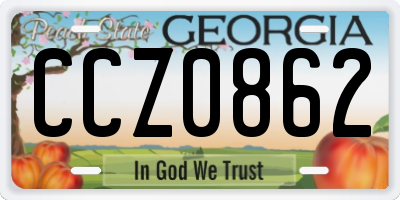 GA license plate CCZ0862