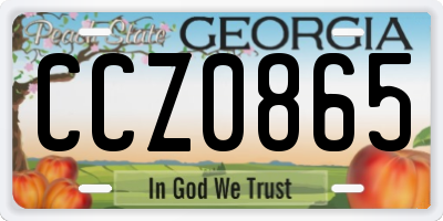 GA license plate CCZ0865