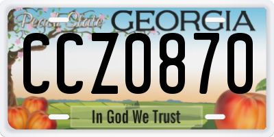 GA license plate CCZ0870