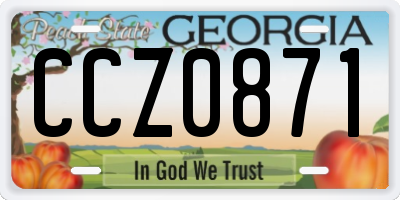 GA license plate CCZ0871