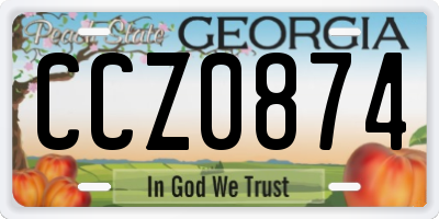 GA license plate CCZ0874