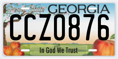 GA license plate CCZ0876