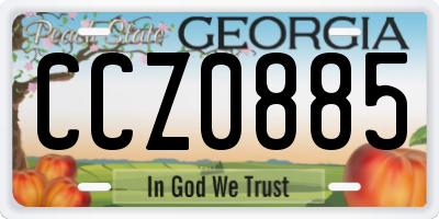 GA license plate CCZ0885