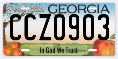 GA license plate CCZ0903