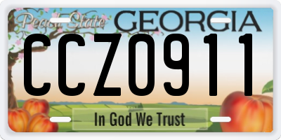 GA license plate CCZ0911