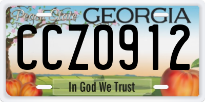 GA license plate CCZ0912
