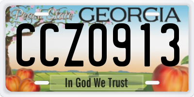 GA license plate CCZ0913