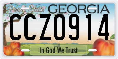 GA license plate CCZ0914
