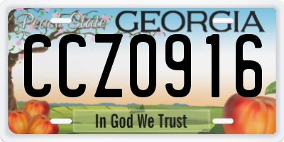 GA license plate CCZ0916