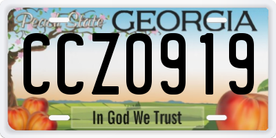 GA license plate CCZ0919