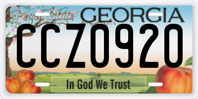 GA license plate CCZ0920