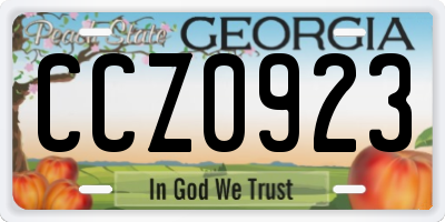 GA license plate CCZ0923